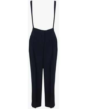 Please Pantalon Large À Bretelles Femme - Bleu