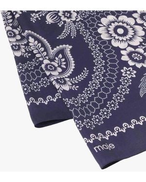 Maje Foulard À Imprimé Bandana En Soie - Bleu