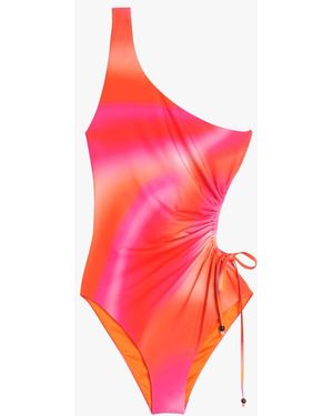 Icône Maillot De Bain Asymétrique Imprimé - Rouge