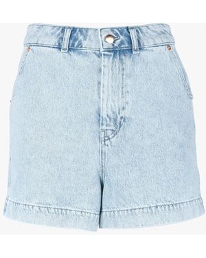 Indee Short Droit Taille Haute En Coton Femme - Bleu