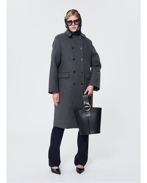 Tara Jarmon Manteau Droit En Laine Mélangée Femme - Bleu