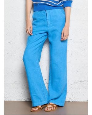 Emile Et Ida Pantalon Droit En Lin Femme - Bleu