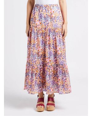 Indee Jupe Maxi Évasée Imprimée Femme - Rouge