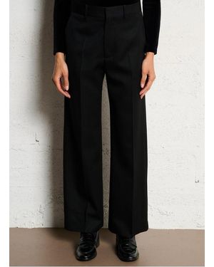 MASSCOB Pantalon Tailleur Droit Uni En Laine Femme - Noir