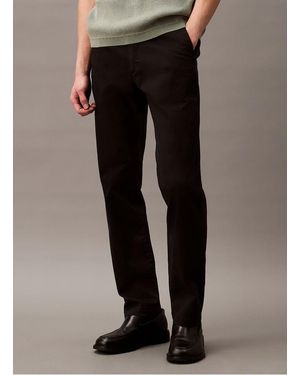 Calvin Klein Pantalon Droit En Coton Mélangé - Noir