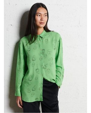 Nice Things Chemise Ample Col Classique Imprimée Femme - Vert