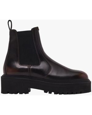 Maje Bottines Compensées En Cuir Femme - Noir