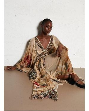 Mes Demoiselles Robe Longue Col V Imprimée Femme - Marron