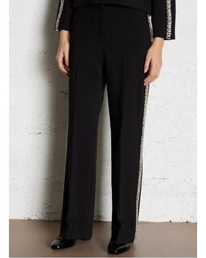 Ba&sh Pantalon Droit À Strass Femme - Noir
