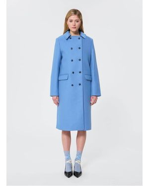 Tara Jarmon Manteau Droit En Laine Mélangée Femme - Bleu