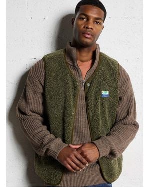 American Vintage Veste Col Rond En Sherpa - Marron