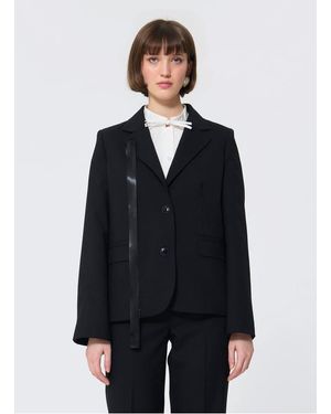 Tara Jarmon Veste Col Tailleur En Laine Mélangée Femme - Bleu