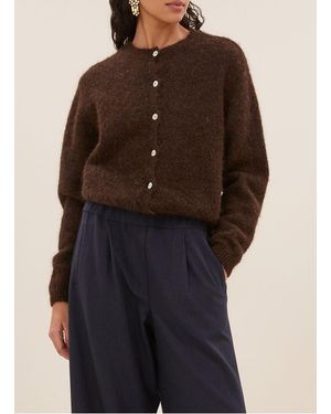 By-Bar Cardigan Boutonné En Laine Mélangée Femme - Marron