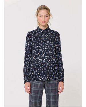 Tara Jarmon Chemise Droite Col Classique Imprimée Femme - Bleu