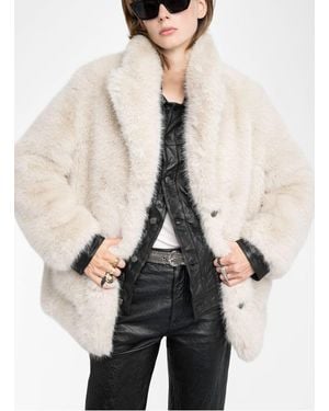 Zadig & Voltaire Manteau Col Tailleur Effet Fourrure Femme - Neutre