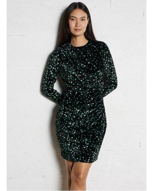 FABIENNE CHAPOT Robe Droite Drapée En Velours Imprimé Femme - Noir