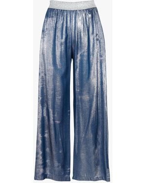 Please Pantalon Large Taille Haute Femme - Bleu