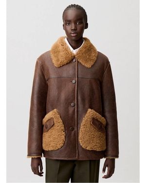 Claudie Pierlot Veste En Cuir Droite Femme - Marron