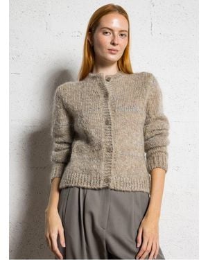 MASSCOB Gilet Droit Col Rond En Kid Mohair Mélangé Femme - Neutre