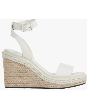 Calvin Klein Sandales Hautes En Cuir Femme - Blanc