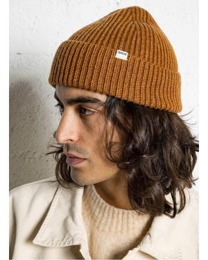 Solid Bonnet Uni À Revers En Maille - Marron