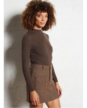 See U Soon Pull Fin Col Rond Texturé Uni Femme - Marron