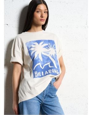 Billabong Tee-Shirt Droit En Coton'Sérigraphié Femme - Bleu