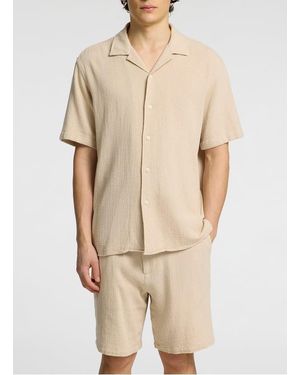 SELECTED Chemise Col Cubain En Coton Bio - Neutre