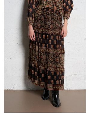 MAISON HOTEL Jupe Longue Imprimée Femme - Marron