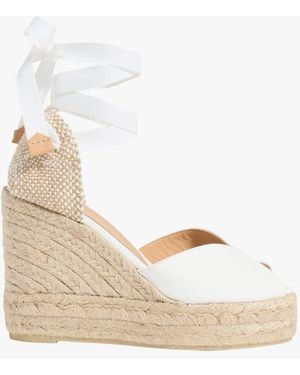 Castañer Espadrilles Hautes Compensées En Coton Mélangé Cuir Femme - Neutre