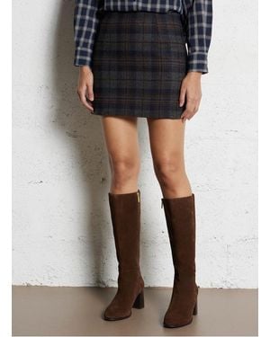 The Korner Jupe Courte Droite En Laine Mélangée Femme - Noir