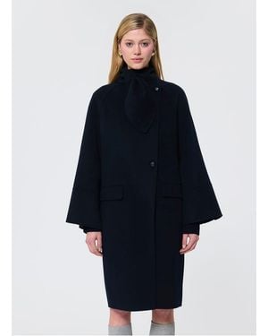 Tara Jarmon Manteau Droit Col Montant En Laine Mélangée Femme - Bleu