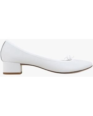 Repetto Ballerines À Petits Talons En Cuir Femme - Blanc