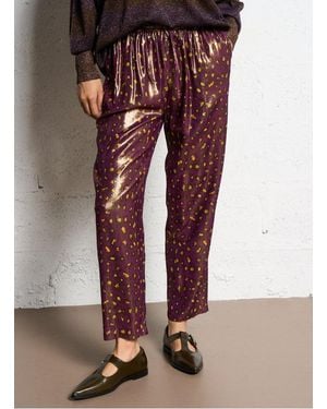 Mes Demoiselles Pantalon Droit Imprimé Femme - Rouge