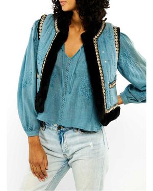 Wild Veste Droite En Coton Femme - Bleu