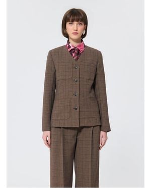 Tara Jarmon Veste Col Tailleur Femme - Marron