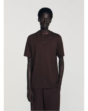 Sandro Tee-Shirt Droit En Coton - Marron