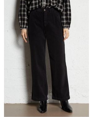 Emile Et Ida Pantalon Droit En Velours Côtelé Femme - Noir
