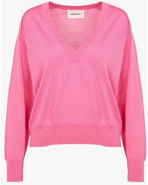 COLLECTORS CLUB Pull Col V En Laine De Mérinos Femme - Rose