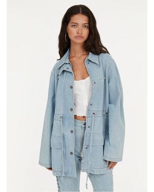 ROTATE BIRGER CHRISTENSEN Veste Col Classique En Denim De Coton Bio Femme - Bleu