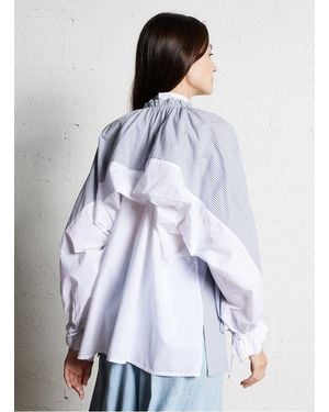 Mes Demoiselles Top Ample Col V En Coton Femme - Bleu