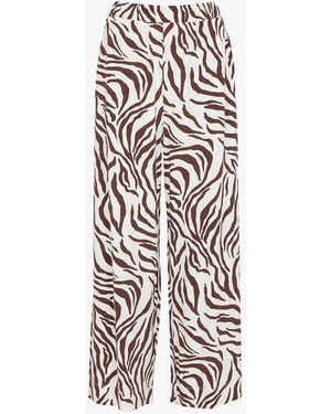 Max Mara Pantalon Droit Imprimé À Taille Haute Élastiquée Femme - Blanc