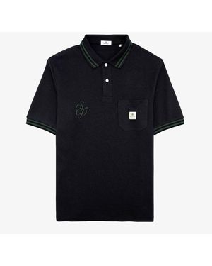 Serge Blanco Polo Manches Courtes Gaufré Section Paloise - Bleu