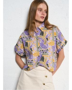 I Code Chemise Col Classique À Imprimé Floral En Coton Femme - Violet