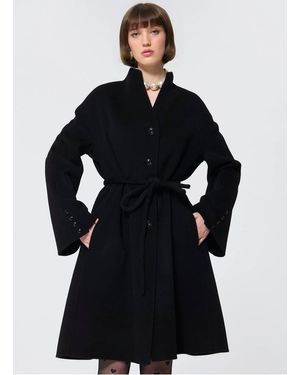 Tara Jarmon Manteau Col Montant En Laine Mélangée Femme - Bleu