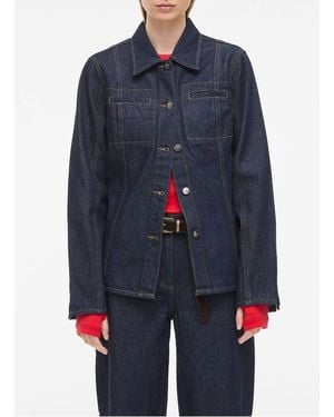 ROUGE EDIT Chemise Col Classique En Denim De Coton Femme - Bleu