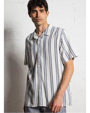 Knowledge Cotton Chemise Droite En Coton Bio Rayé - Gris