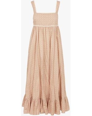 Paul & Joe Robe Longue Encolure Carré Imprimé Fleuri Femme - Neutre