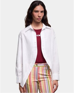 laagam Chemise Évasée Unie En Coton Femme - Blanc