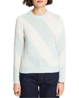 Esprit Pull Col Rond Droit En Laine Et Cachemire Mélangé Femme - Blanc